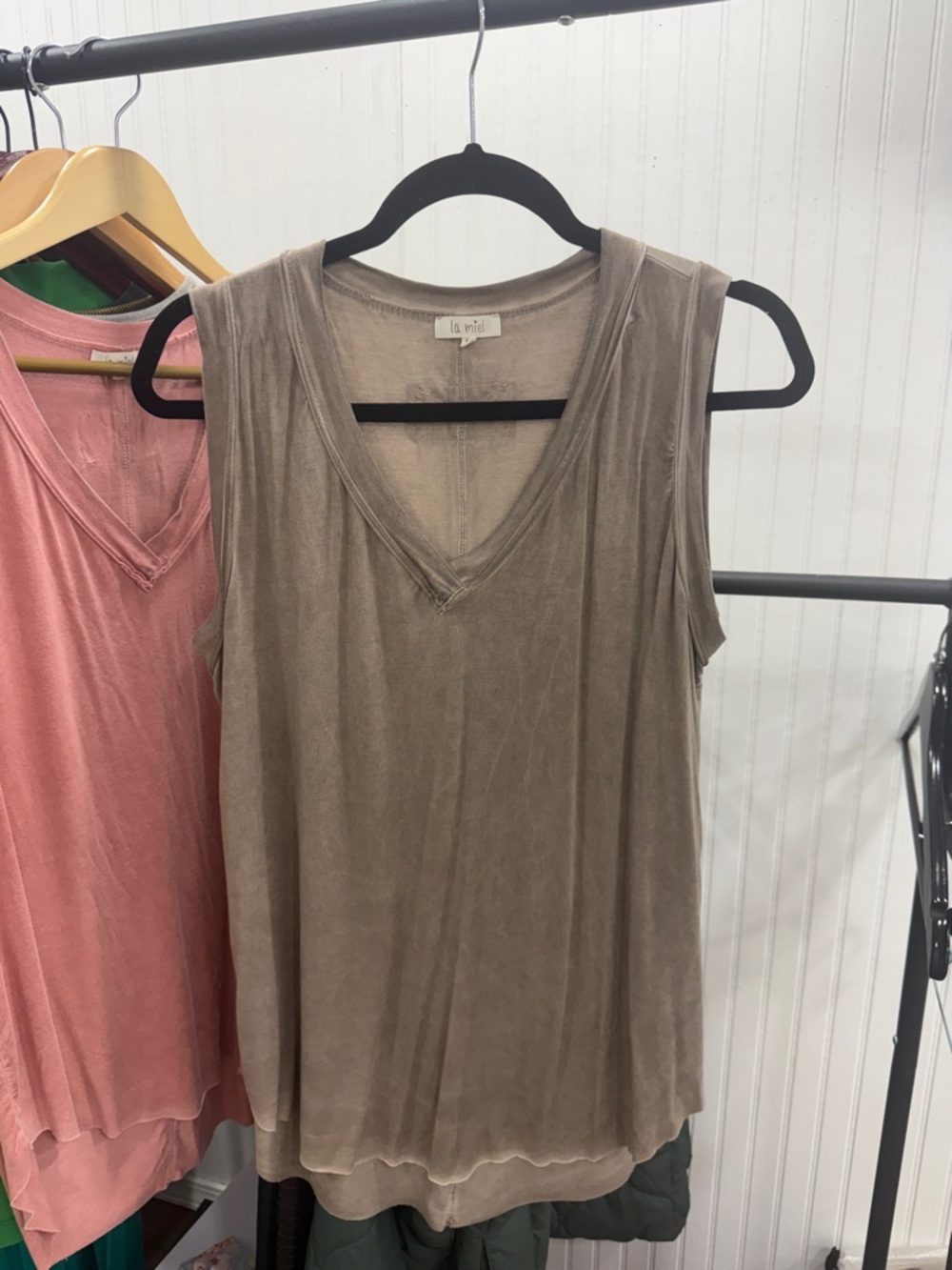 Taupe Sleeveless V-Neck Tank Top